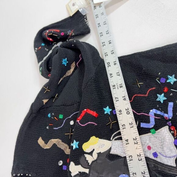 Susan Bristol Cardigan Sweater Womens Medium y2K 1999 Embroidered New Years Eve - Picture 9 of 10